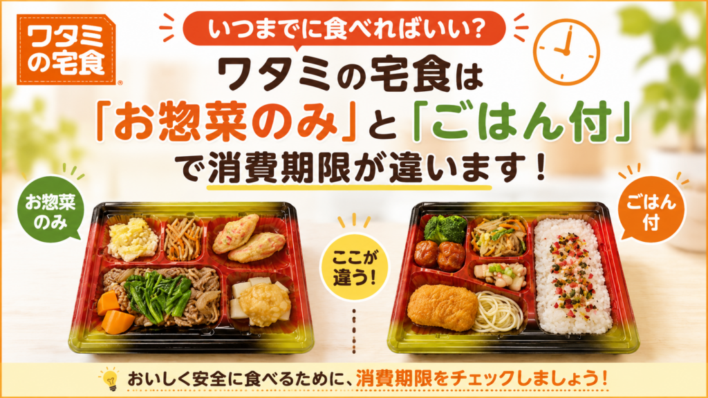 いつまでに食べればいい？ワタミの宅食は「お惣菜のみ」と「ごはん付」で消費期限が違います！